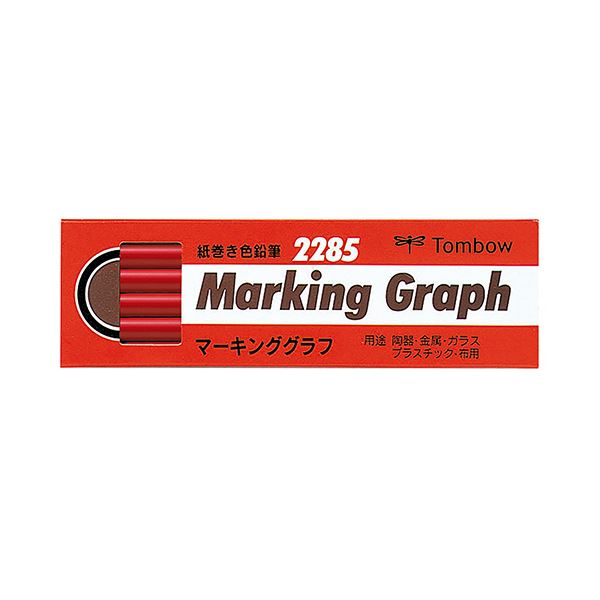 (まとめ) トンボ鉛筆 マーキンググラフ 紙巻 あか2285-25 1ダース(12本) (×10セット)