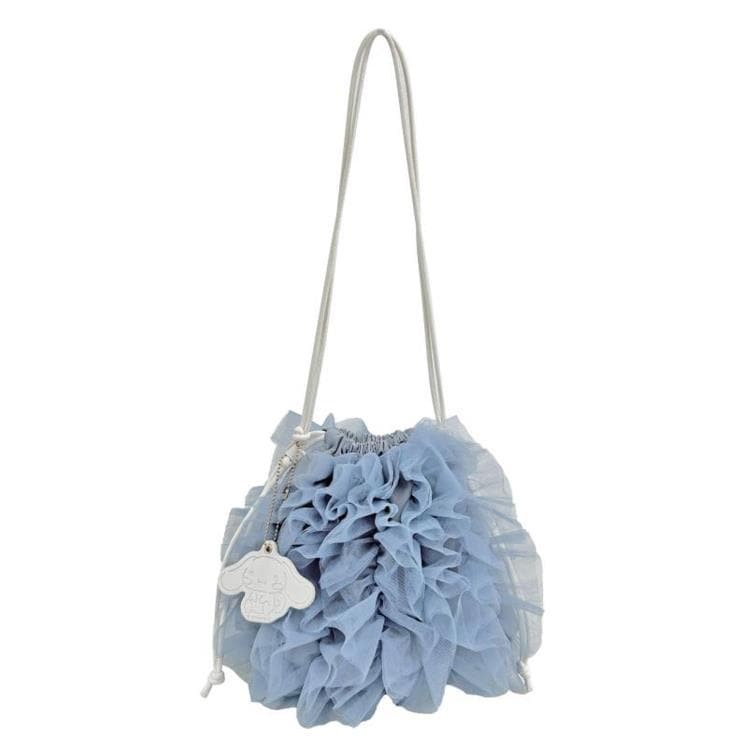 シナモロール チュール巾着ショルダーバッグ 巾着バッグ レディース レース サックス 198546