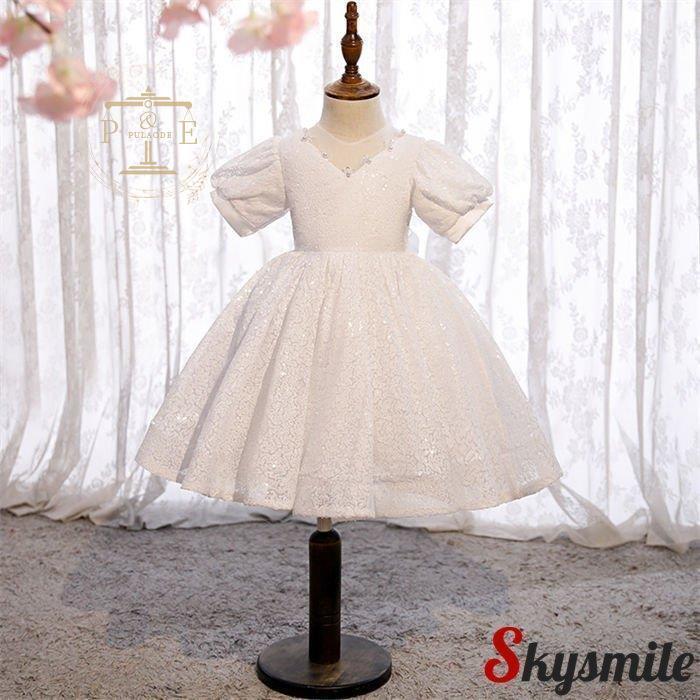 ベビードレス 結婚式 赤ちゃん 新生児 女の子 ベビー 発表会 セレモニードレス パフスリーブ 春 夏 白ドレス ホワイト ワンピース ベビー ドレス