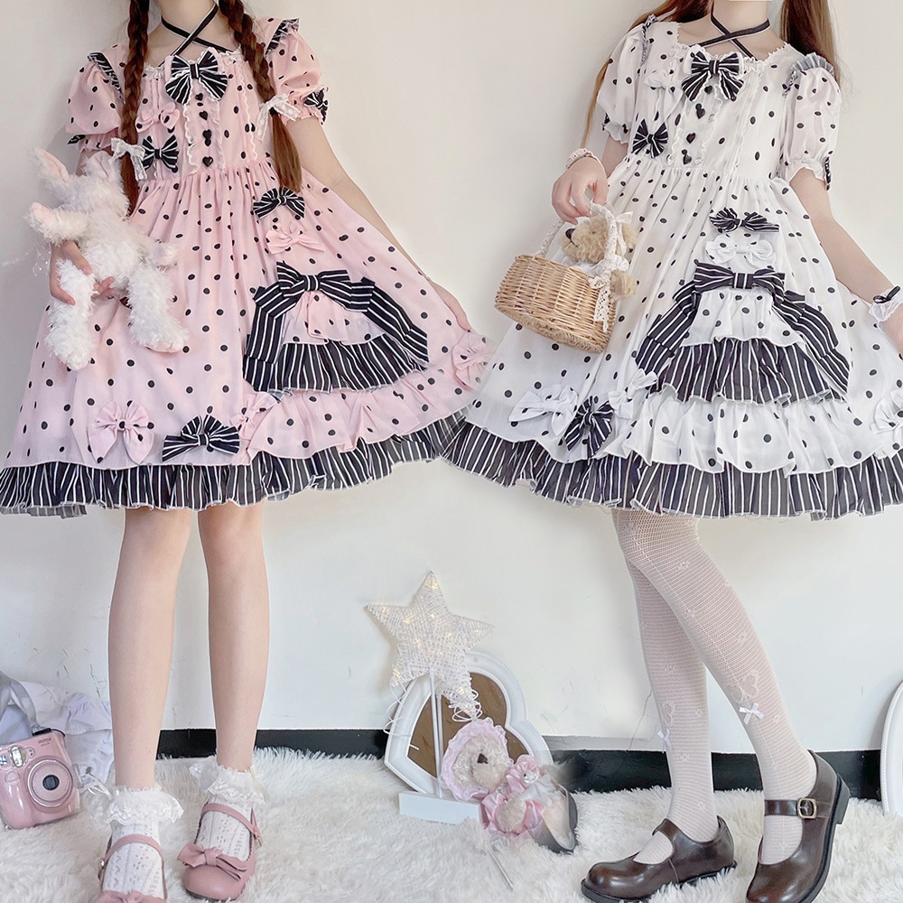 サマーパールミルクOP デイリーロリータ ライトロリータ レトロドレス ソフトガールドレス