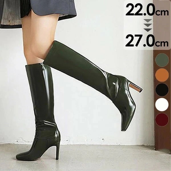 【激安開催！】ロングブーツ ヒール9cm ブーツ 美脚 カジュアル レディース シューズ 靴 秋 冬 春 20代 30代 40代 ホワイト グリーン ブラウン ワインレッド ブラック 大きいサイズ 2