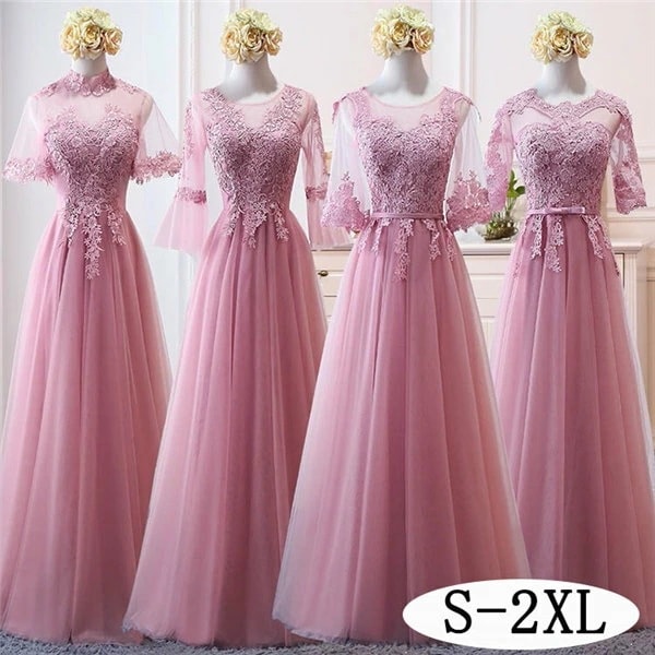 【夏セール！】パーティードレス ブライズメイド ドレス ロング ピンク ロングドレス 演奏会 結婚式 半袖ドレス 二次会フォーマルドレス花嫁 パーティ 入園式 卒業式 発表会 入学式 dress 春