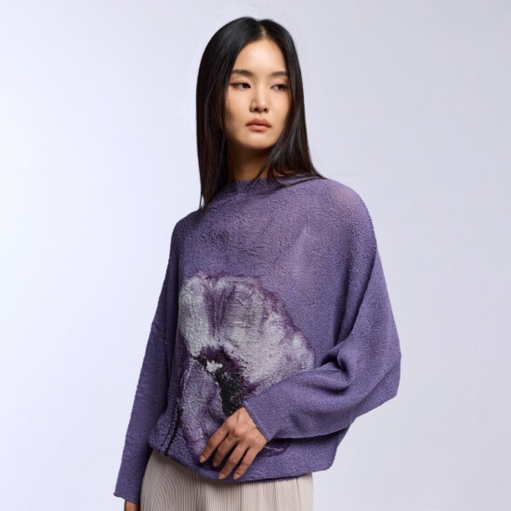 プリーツミ ビッグ フラワー ロングスリーブ Tシャツ PPTSF225015
