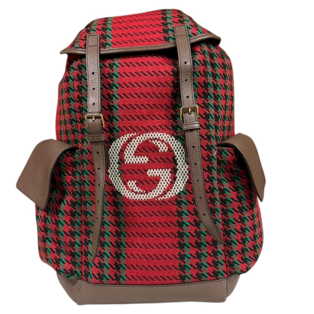 グッチ ハウンドトゥース＆ストライプ リュック・デイパック ウール 625939 GUCCI 中古