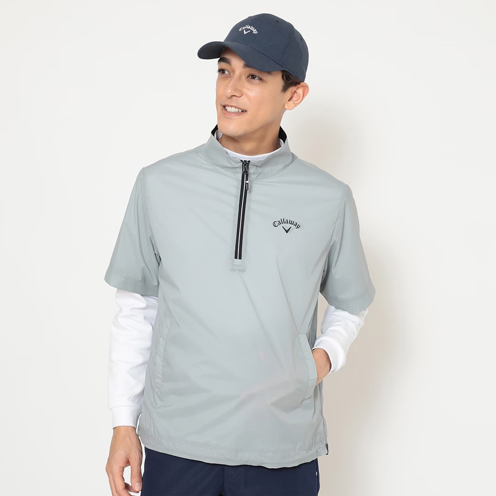 キャロウェイ CW25-C25216100-GY-3L メンズ ストレッチミニリップハーフジップブルゾン（グレー・サイズ：3L） CW25C25216100GY3L