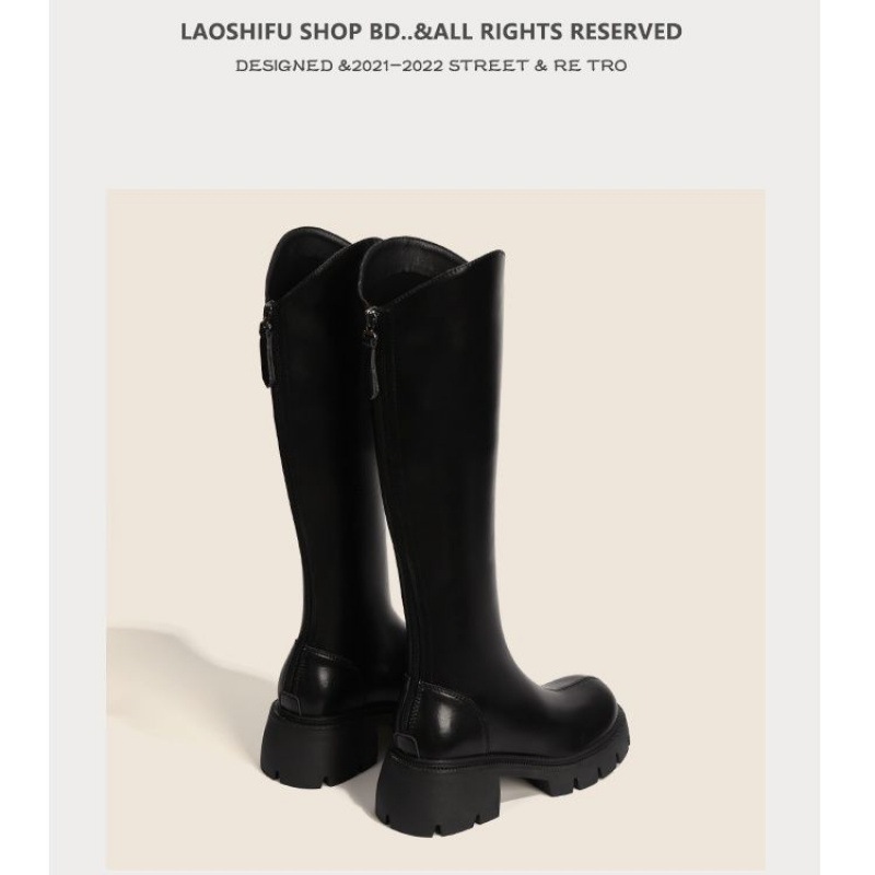 レディースロングシンプルブーツ2023秋冬スリムブーツプラスベルベット以上ニーナイトブーツ小ロング