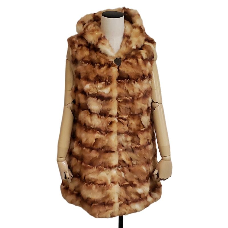 セーブルベスト ミディアム丈 毛皮 Lサイズセーブル ブラウン/180034【中古】