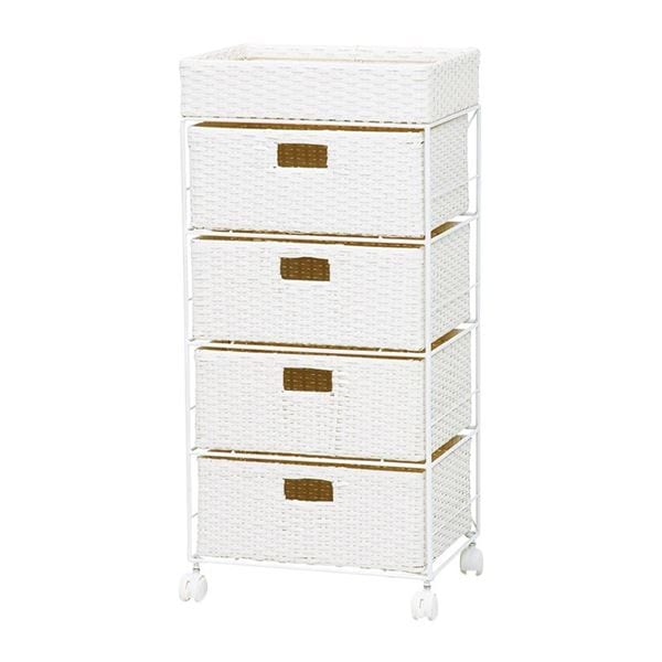 ランドリーラック 約幅40.5cm ホワイト スチールパイプ キャスター付き ランドリー収納 脱衣所 洗面所 R2411WH