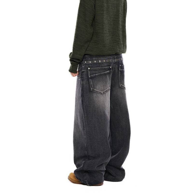アカム AAKAM バックスタッズデニムパンツ ブラック 549929