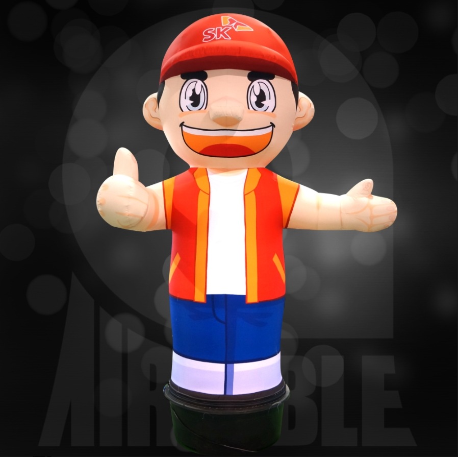 方向案内男性 [赤] エアー看板 目立つ看板 立体看板 広報看板 店舗看板 宣伝効果 大型看板