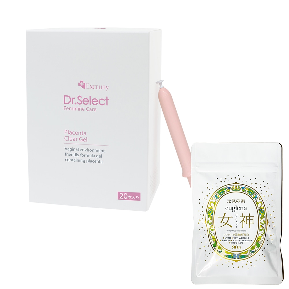 お得セットユーグレナ女神90粒＋プラセンタ クリアジェル 1箱20本入り　正規品　　Excelity Dr.Select Placenta clear gel