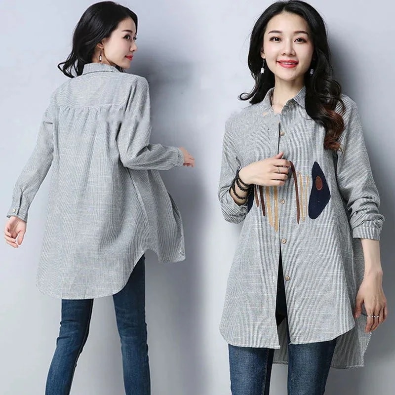 人気沸騰新柄追加シャツ ブラウス レディース ロングシャツ チェック チュニック トップス 長袖 春春冬春春冬春 カーディガン 長袖 大きサイズ 体型カバー 50代30代 40代 通学