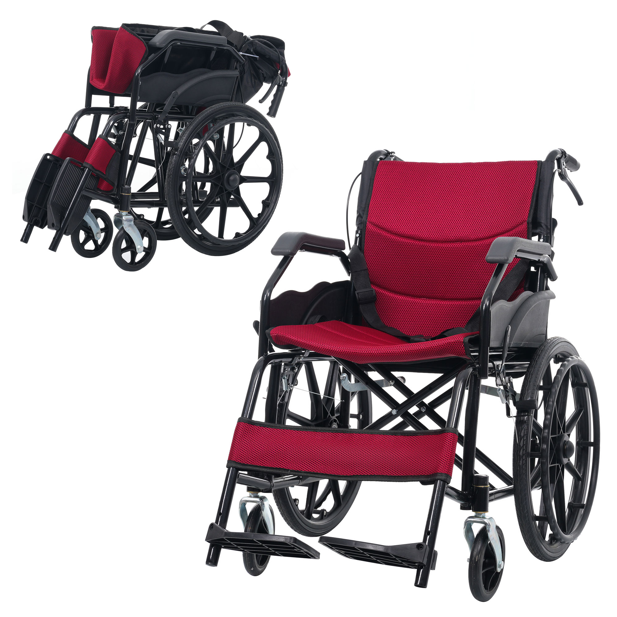 【国内発送】342車椅子 介護車椅子自走介助兼用 四輪 自立可能 洗える 介助ブレーキ付き コンパクト 折りたたみ可能 座面付き 四輪 介助用 キャスター付き 介護用品 自立式 軽量車椅子 おしゃれ