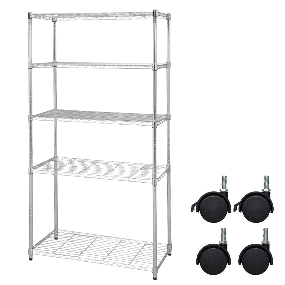 アイリスオーヤマ メタルラック 本体 キャスター付 幅91×奥行46×高さ178.5cm 5段 耐荷重60kg ポール径25mm スチールラック サビに強い 防サビ加工 棚 シェルフ SE-918EC