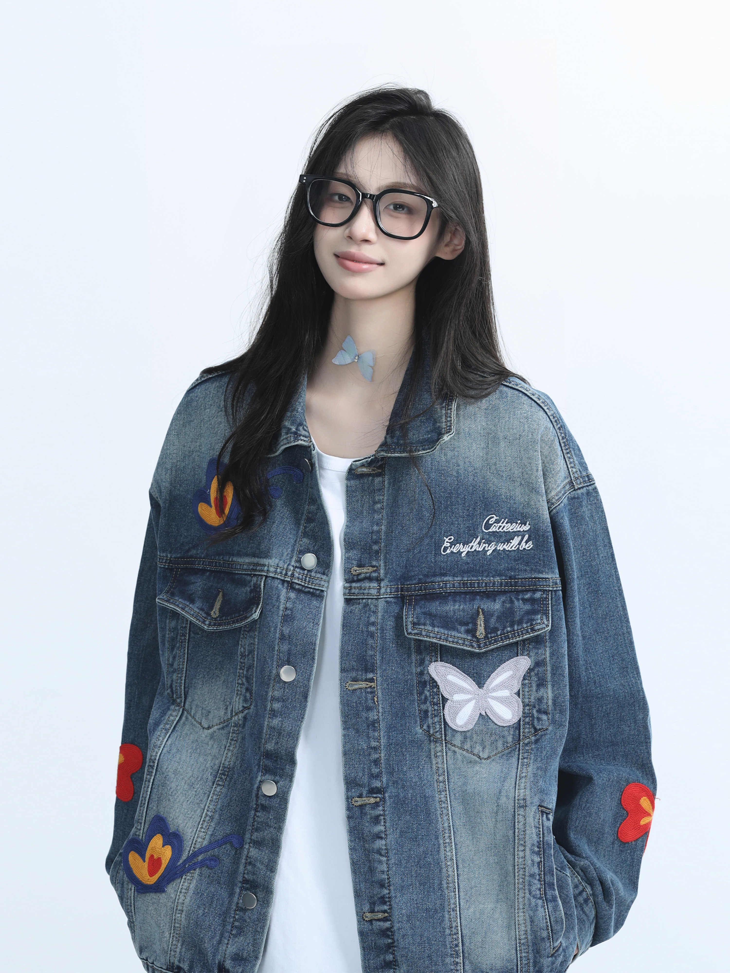 「SHANKONG」【高·品質版】【上品】2025新作 デニムジャケット アウター レトロ ゆったり 韓国ファッション レディーストップス アウター トップス セミロング トップス 34