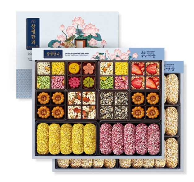 ［韓国伝統菓子］韓菓（ハングァ) 贈り物セット 昌平2号 2段構成　高級風呂敷付き　韓国お菓子　韓国　お菓子　プレゼントギフト 詰め合わせ