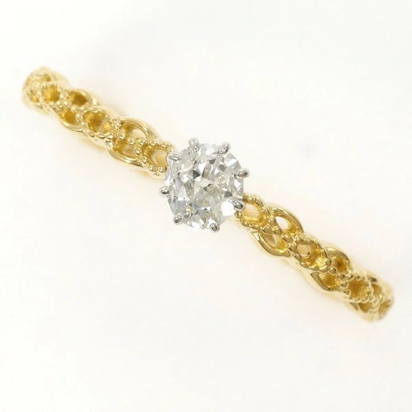 PT900 プラチナ K18YG リング 指輪 11号 ダイヤ 0.18 ジュエリー 中古