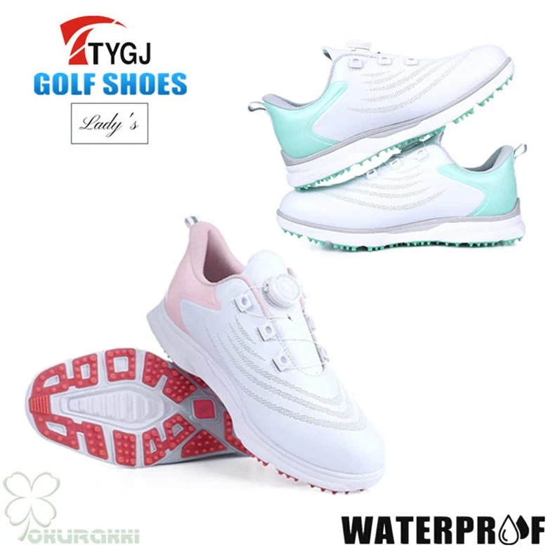 ゴルフ ゴルフシューズ 夏用 快適 通気 ダイヤル式 ソフトスパイク レディース スパイクシューズ スニーカー 靴 女子 防水 人工皮革2506gfshoe27