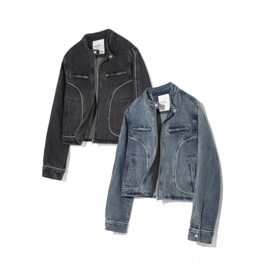 CODEGY（クロップフィットまたはベーシックフィットを選択）（女性）デニムバイカージャケット