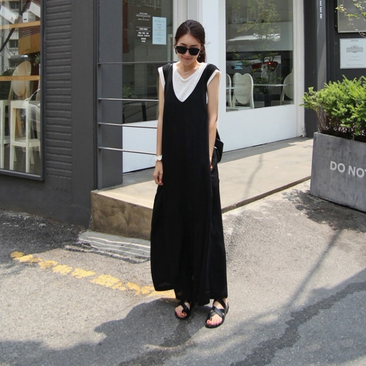 オーバーオール パンツ オールインワン ワイドパンツ ロング ロング丈 ポケット ハイウエスト 綿 ポリエステル かわいい 大人可愛い シンプル カジュアル 大人 おしゃれ お洒落 レトロ アジアン