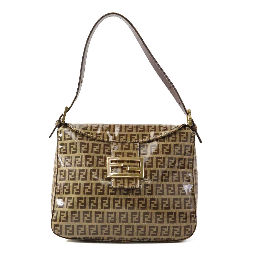 フェンディ FENDI ショルダーバッグ ズッキーノ PVC ブラウン ゴールド レディース e60333j