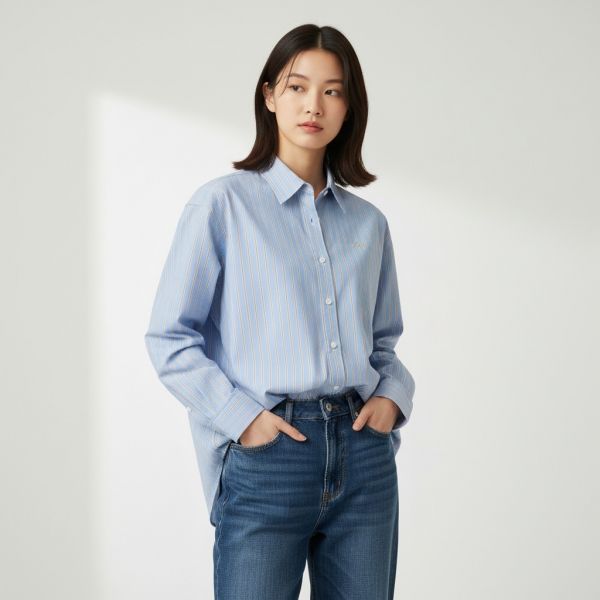 Womens Semi-Oversized Shirt Light Blue