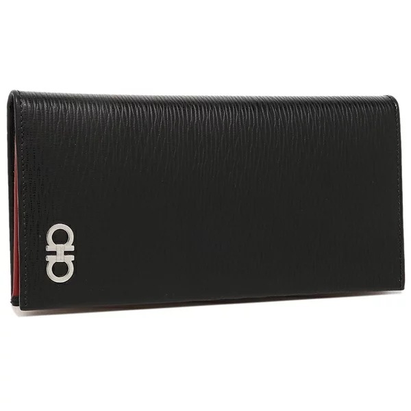 二つ折り財布 リバイバル ガンチョ バイカラー ブラック レッド メンズ Salvatore Ferragamo 66A066 BLACK