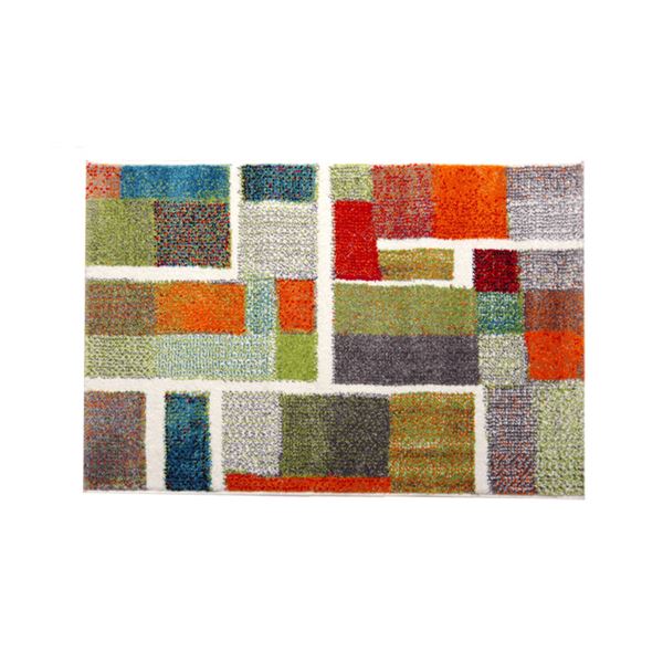 玄関マット/フロアマット (幾何柄 約70×120cm) トルコ製 ウィルトン織 耐久性 弾力性抜群 (入口 廊下 リビング)