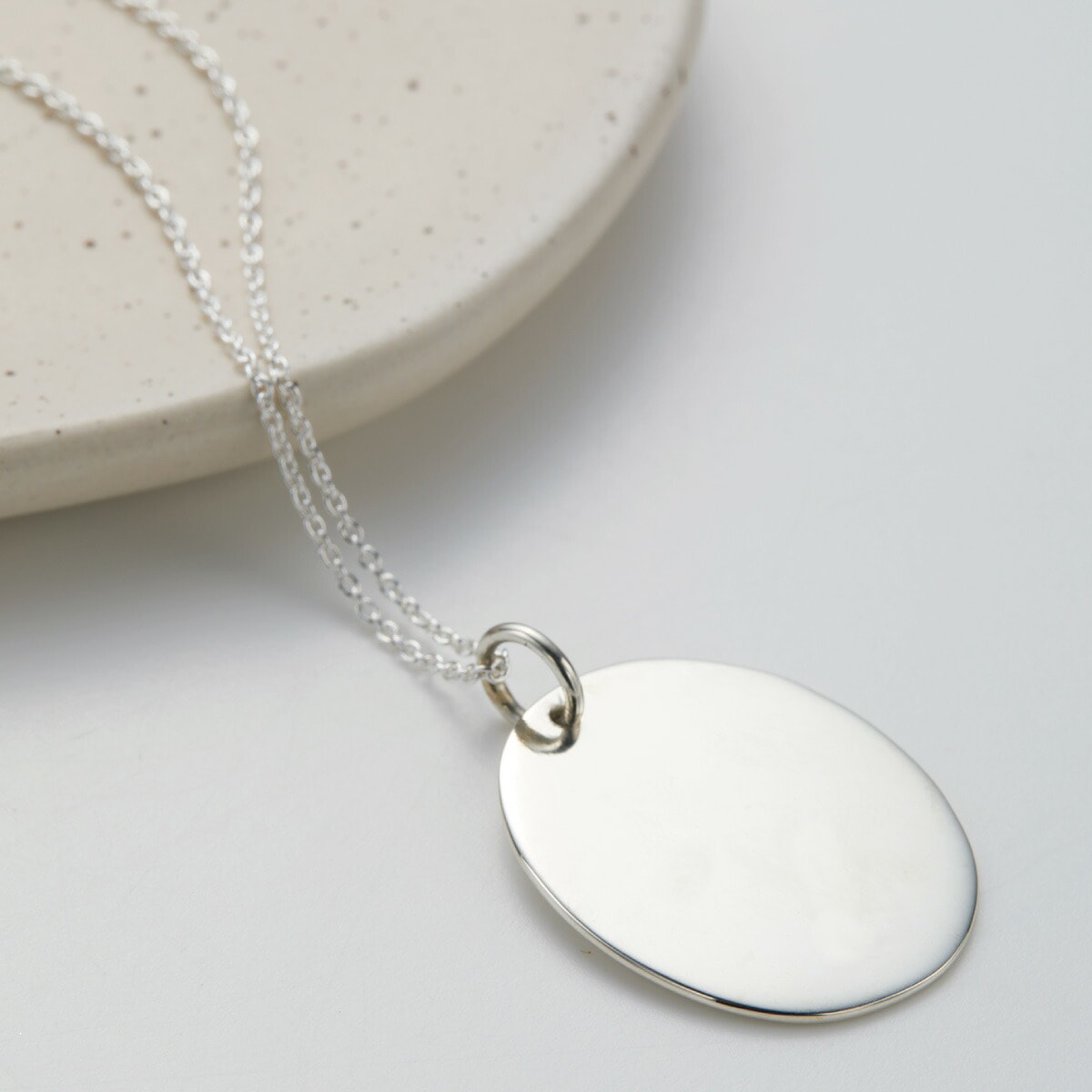 ネックレス メンズ レディース シルバー925 刻印可能 名入れ 楕円 丸型 大ぶり プレート