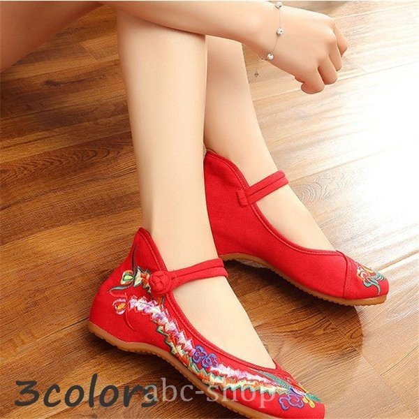 カジュアルシューズ レディース 布素材中華刺繍手作り中国靴 北京靴くつ痛 世界の人気ブランド チャイナ靴チャイナシューズ
