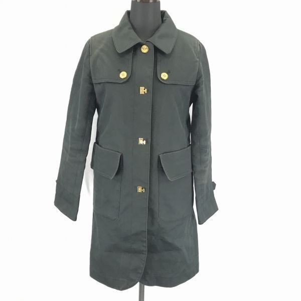 トミー ヒルフィガーライナー付き/コットン/ロングコート/アウター【Womens size -S/黒】裏地チェック柄/TOMMY HILFIGERBC353