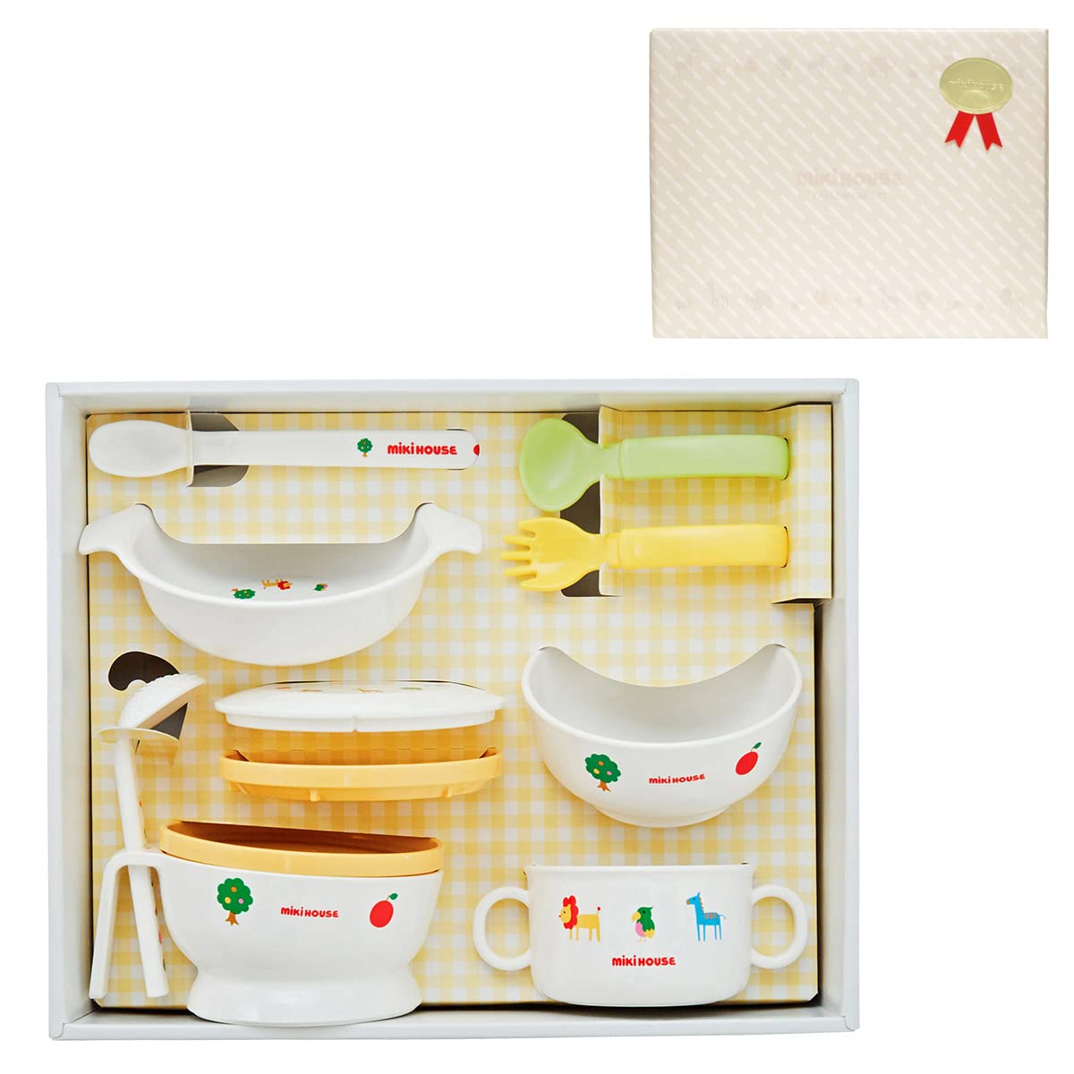 [ミキハウス] テーブルウェアセット 【ラッピング済】 ご出産祝い ベビー食器セット 日本製 離乳食 男の子 女の子 ベビー キッズ 赤ちゃん ベビー服 子供服 ギフト 06-7124-820 白