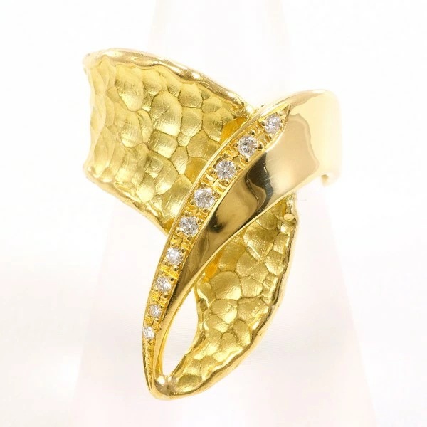 K18 18金 YG リング 14号 ダイヤ 0.14 カード鑑別書 中古