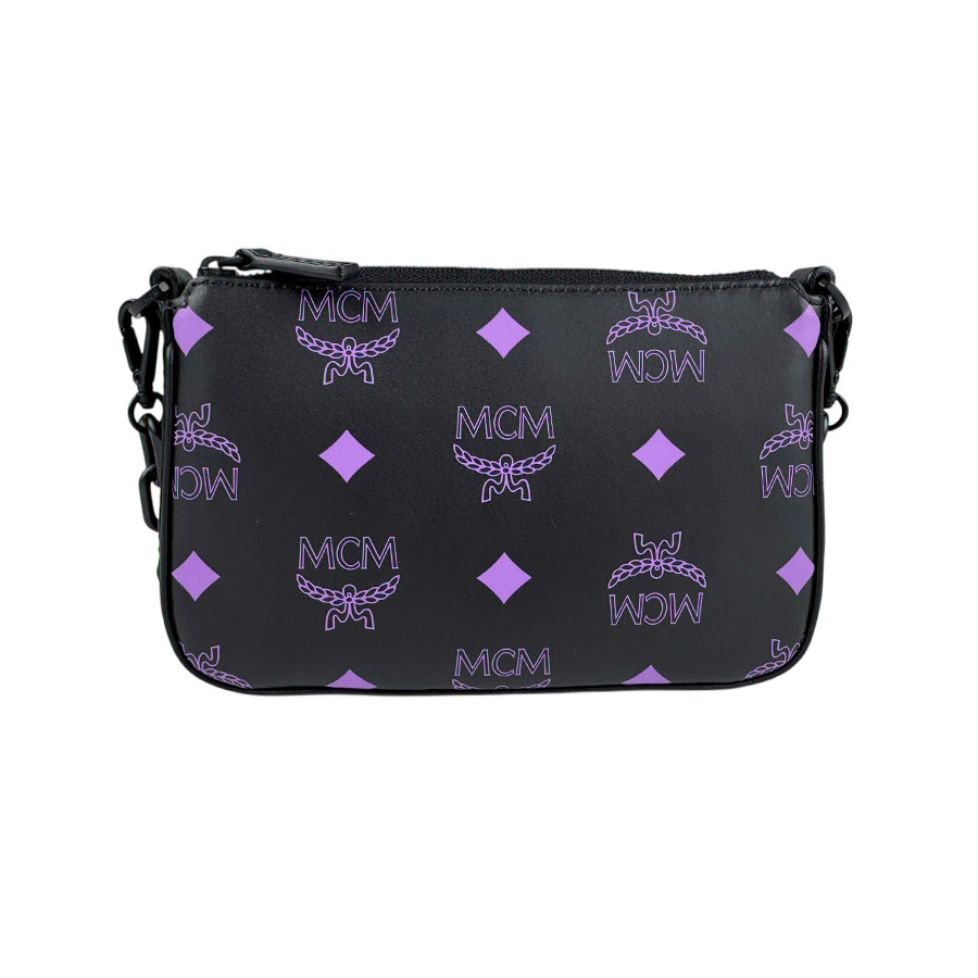 エム シー エム MCM ショルダーバッグ レザー ブラック×パープル レディース z5598