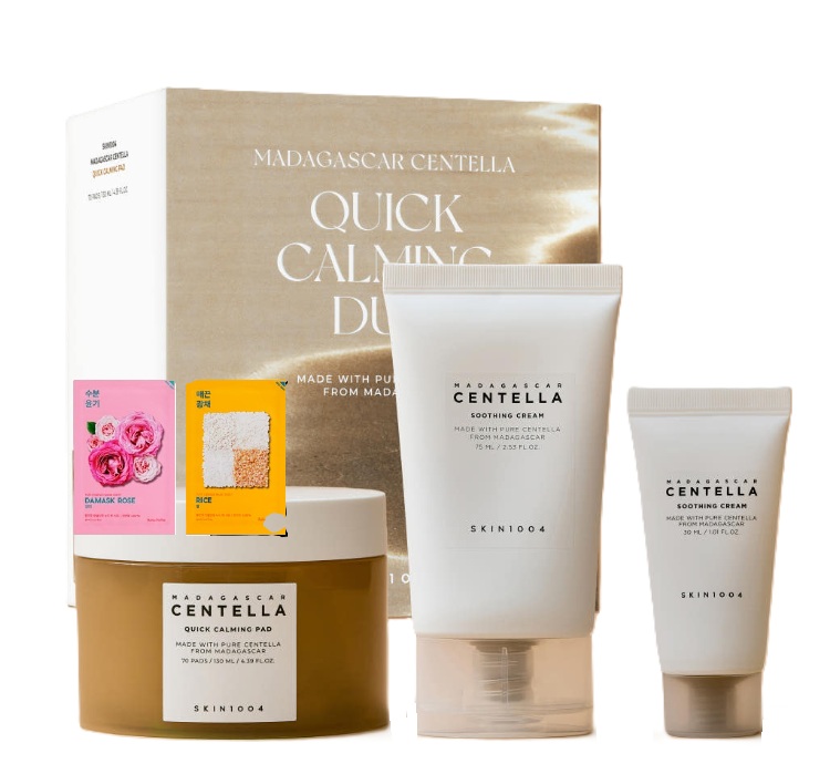 [クイックカーミングデュオ]マダガスカルセンテラクイックカーミングパッド70枚 + スージングクリーム75ml +ミニ30ml + 2マスク