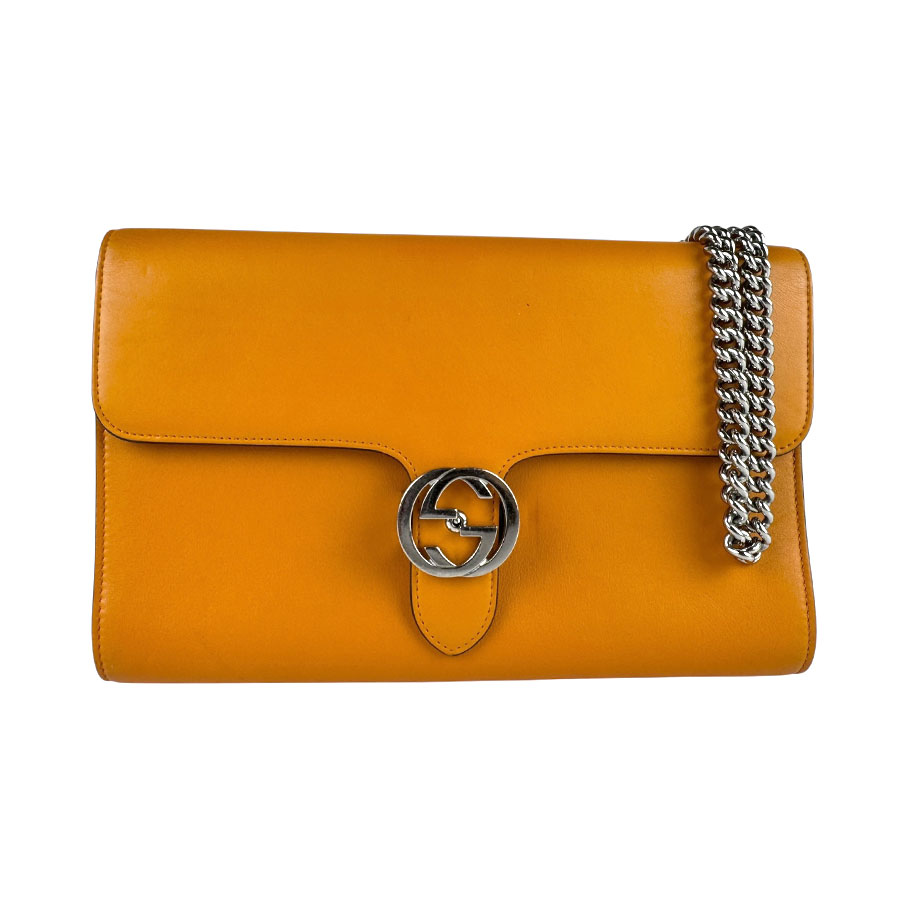 グッチ GUCCI ショルダーバッグ インターロッキングG レザー オレンジ レディース 387604 z6513