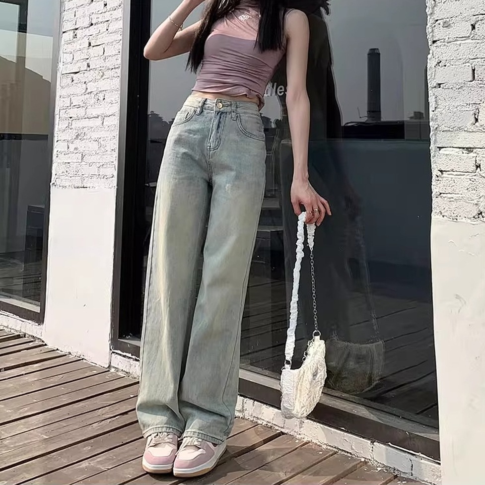 デニムパンツ ボトムス パンツ ジーンズ ワイドデニムパンツ ウォッシュドデニムパンツ ハイウエスト ロング フルレングス ワイド メンズライク ボーイッシュ レディース かわいい 大人可愛い 4,603円