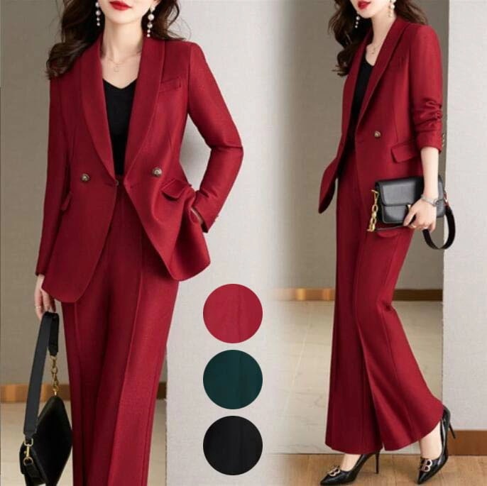 スーツセット ボダンスーツ ビジネススーツ 高品質 レディーススーツ セットアップ リクルートスーツ 2点セット ジャケット+パンツ パンツスーツ 面接 入学式 卒業式 スリム きれいめ 結婚式 通勤