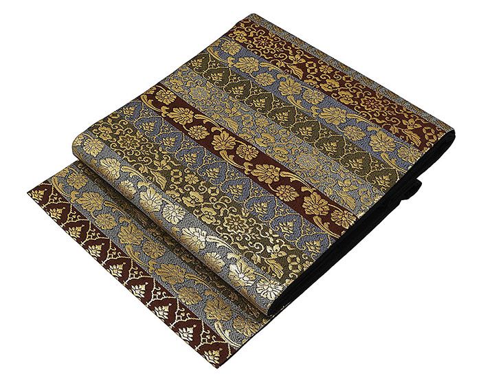 名古屋帯 未着用美品 正絹 横段唐花模様 名古屋帯 未使用 新古品 カジュアル 着物 h0921