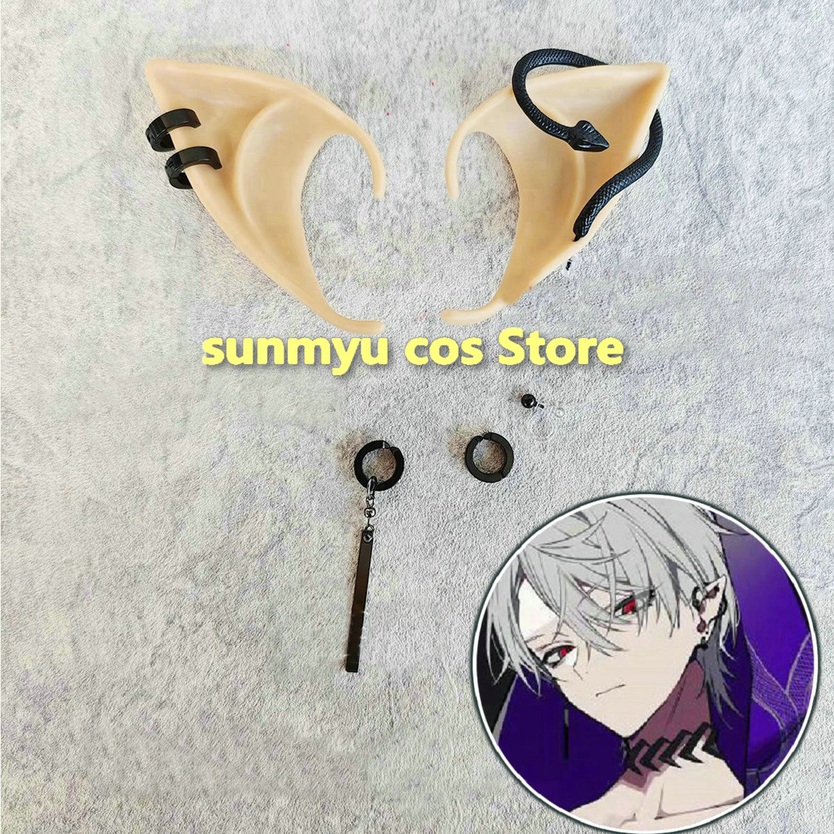 VTuber　葛葉 イヤーリングセット＋耳　コスプレ道具 アクセサリー