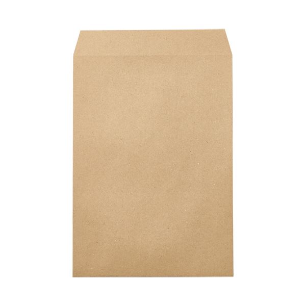 （まとめ）RC100%未晒クラフト封筒テープのり付 角2 100g/m2 100枚[x5]