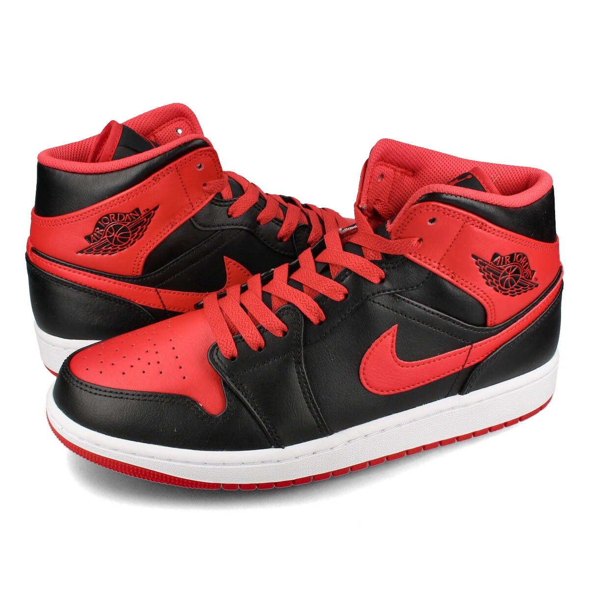 NIKE AIR JORDAN 1 MID BLACK/FIRE RED/WHITE