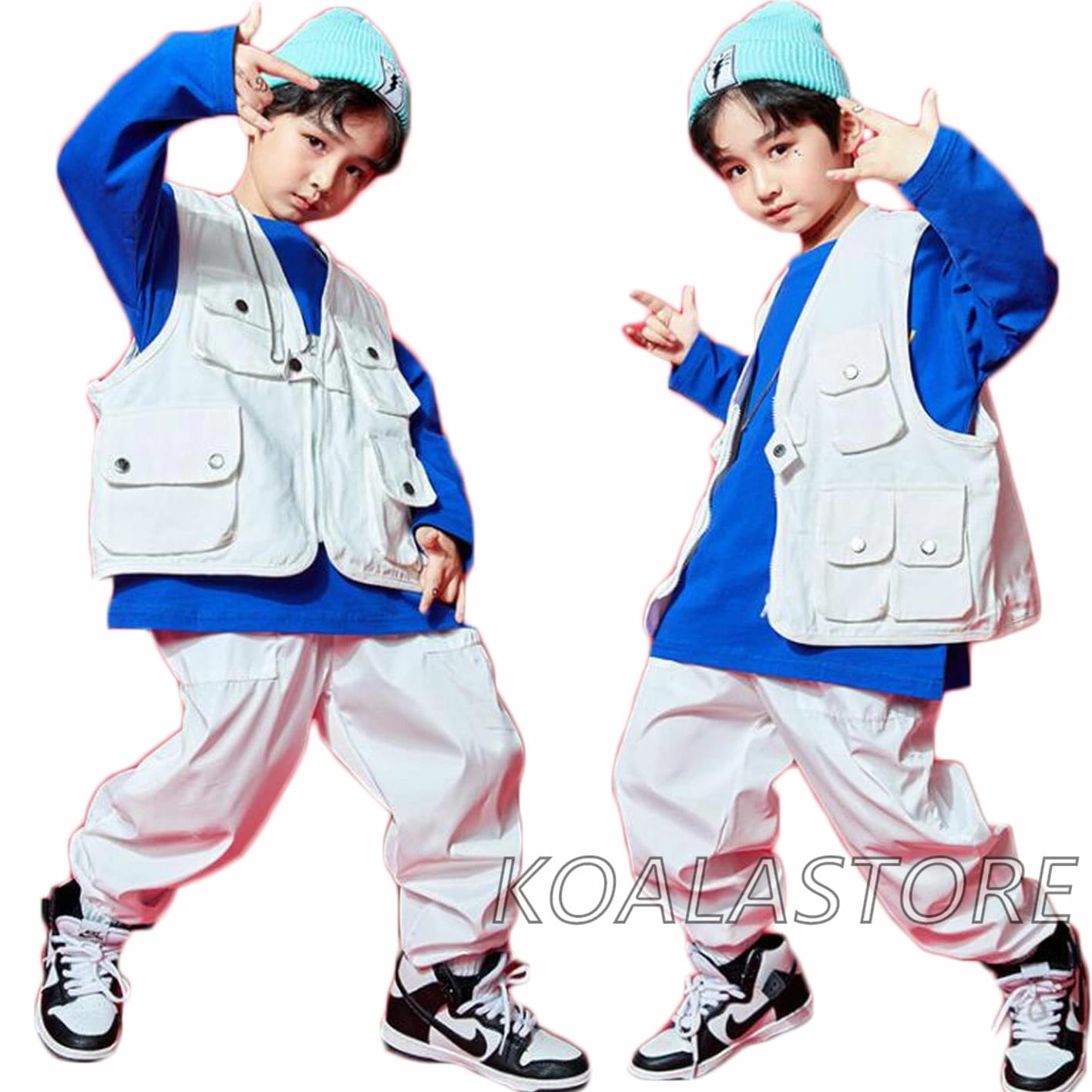 子供カジュアルパンツセット 男の子女の子ダンス衣装 ジャズダンス衣装 サルエルパンツ ヒップホップ風ベスト HIPHOP ストリートダンス ダンス衣装セット オシャレ 舞台衣装 ステージ衣装 学園祭