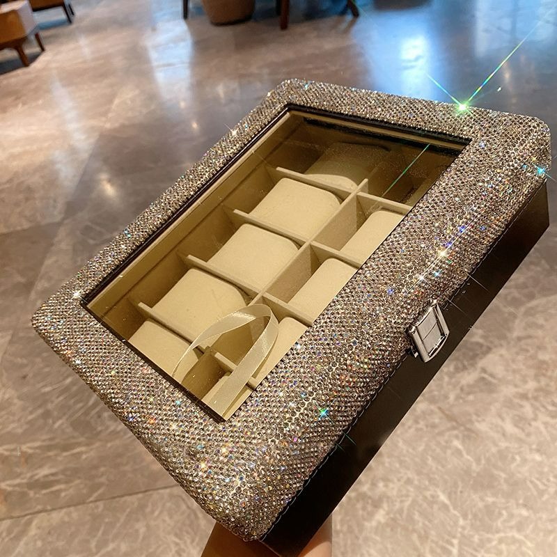 腕時計収納ケース 10スロット レザー キラキラ デザイン 腕時計 収納ケース 時計ボックス ラグジュアリー お洒落 モダン 高級感