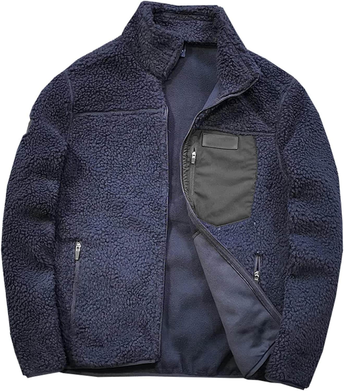 ボアフリース ブルゾン メンズ 裏起毛 厚手 防寒服 秋冬服 無地 シンプル ジャケット 立ち襟 カジュアル スタジャン ジャンパー マウンテンパーカー 大きいサイズ 撥水 通勤 会社 オフィス