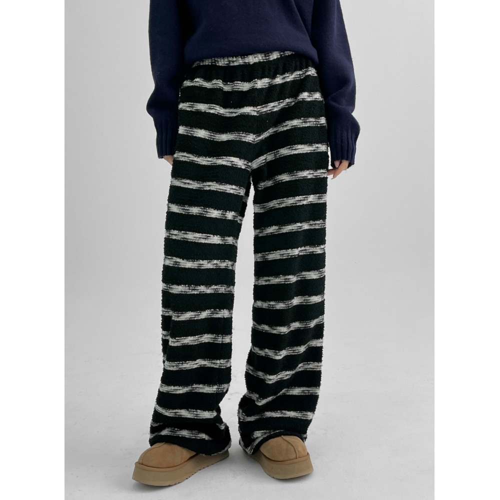 ブラックアップティペットストライプテリーツーウェイバンディングパンツ