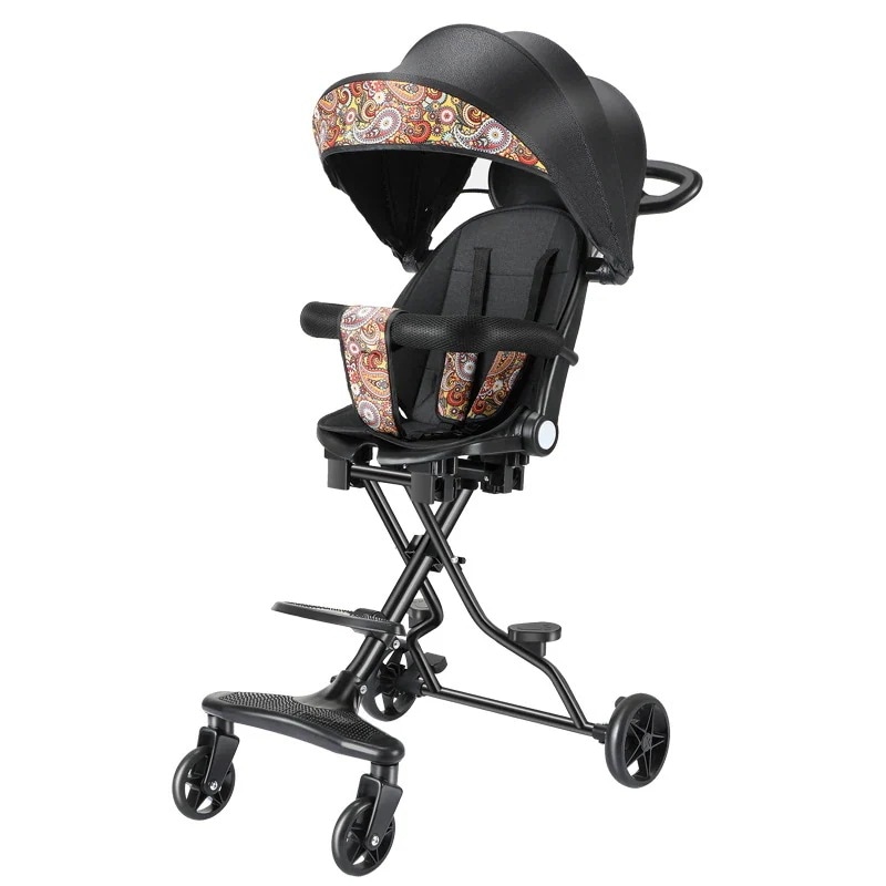 グレードアップ ベビーカー 座っても寝てもよい 折りたたみ式 四輪双方向 手押し車 14,913円