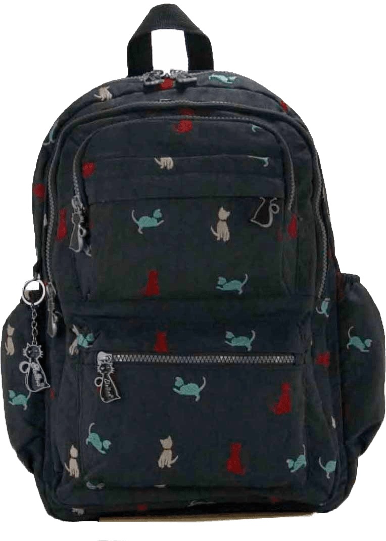 emselettivoelettivobag015010/猫刺繍ブルー/グレーコンビ/軽量/防水/登山パックGabi