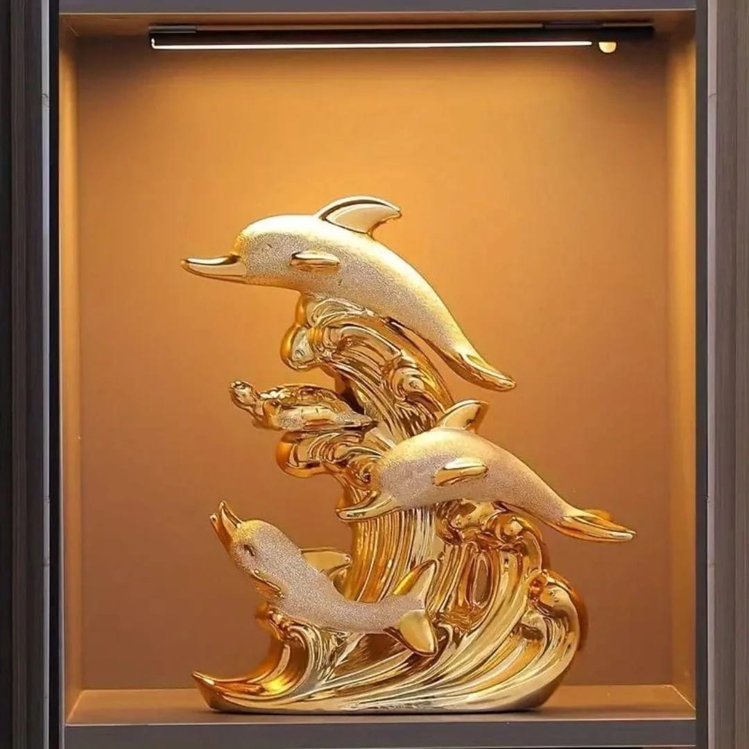 オブジェ イルカ エレガント おしゃれ かわいい インテリア 海 動物 アニマル 置物 飾り 雑貨 贈り物 プレゼント 玄関 リビング ゴールド