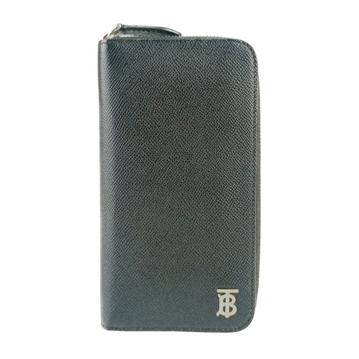 新古未使用展示品 BURBERRY バーバリー 長財布 TB ラウンドジップ ウォレット 8062696 ブラック シルバー金具 グレイニーレザー メンズ ラウンドファスナー【本物保証】